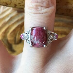Norwegian Thulite Natural Ruby Sterling Silver Ring Size 6.75